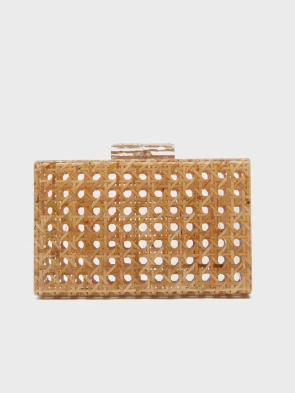 Tuckernuck Tan Woven Rattan Box Clutch